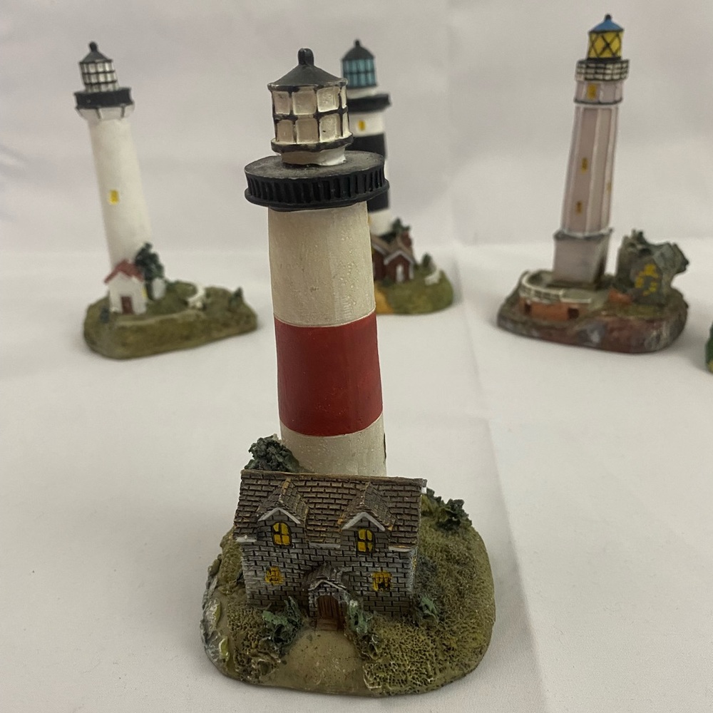 Tradewind Bay By the Shore Polystone Red and White Striped Lighthouse